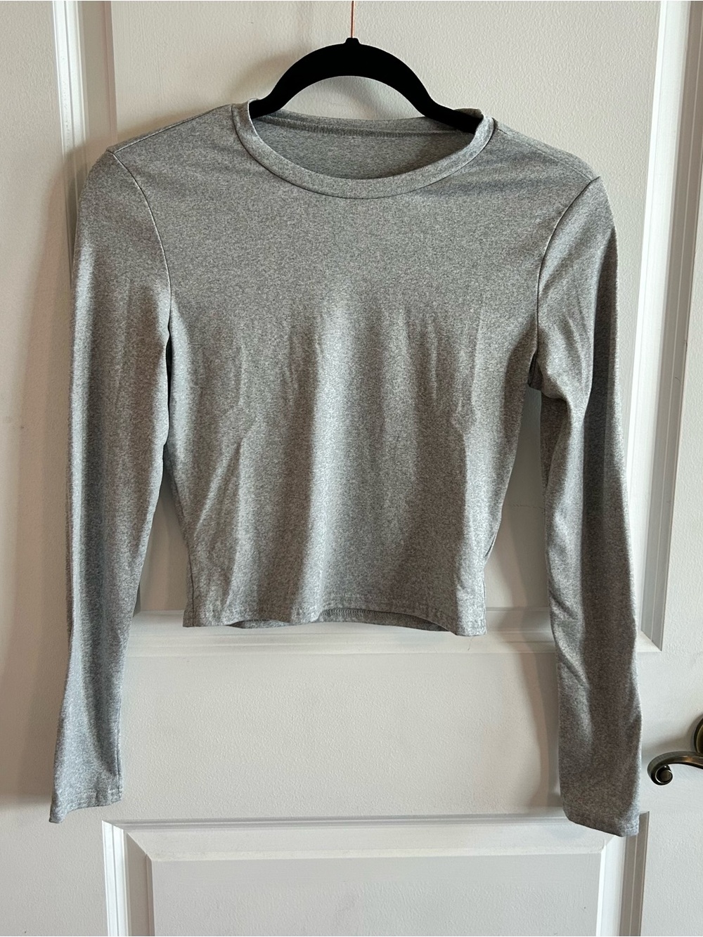 Women's Long Sleeve Crop Top - Gray
